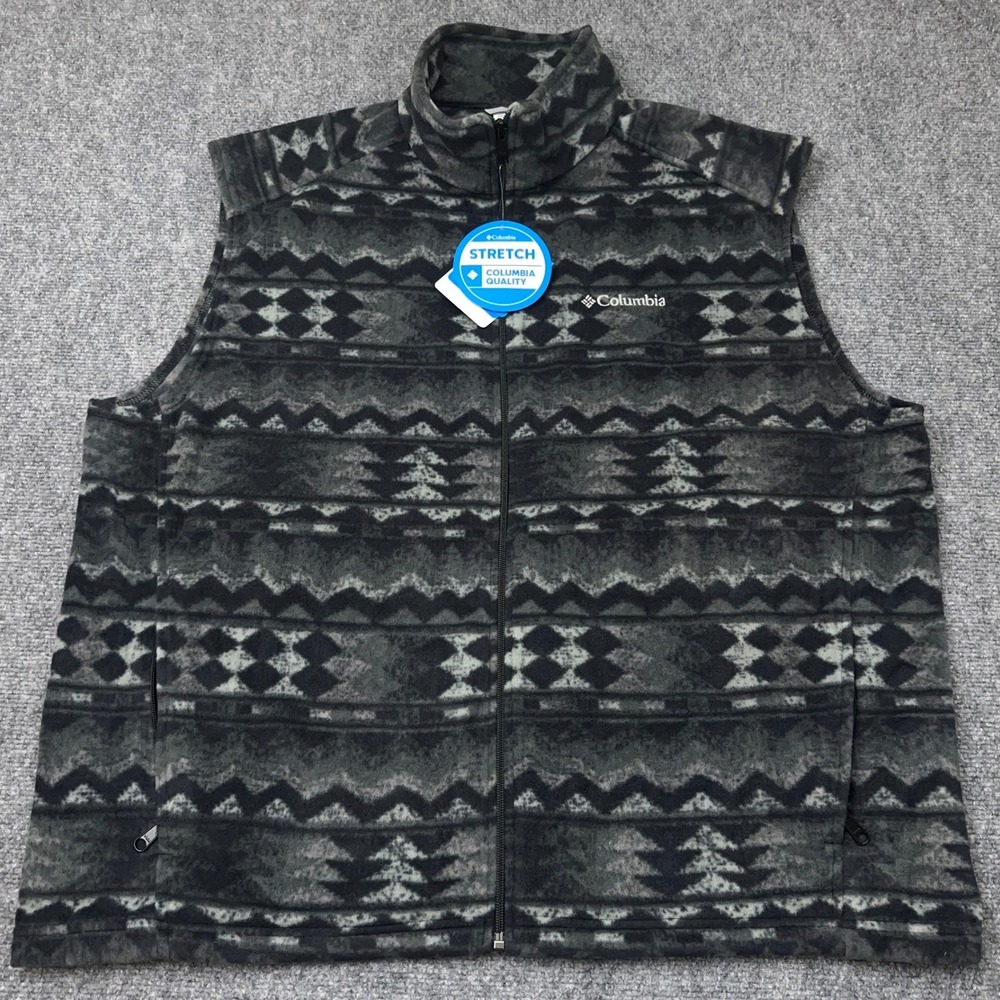 NEW Columbia Steens Mountain Printed Vest Men's XXL Aztec Fair Isle Fleece Zip